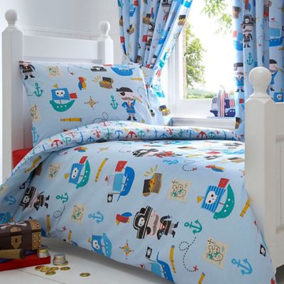 Kids' blue 'Pirates' toddler duvet cover and pillow case set